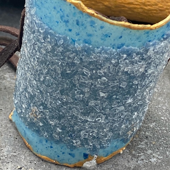 Matana handmade cuff blue gold bohemian bracelet - Picture 2 of 7